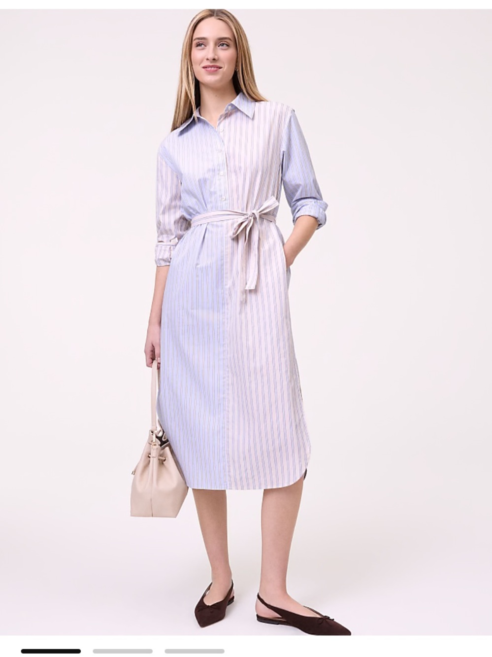 NEW Ann Taylor stripped midi shirt dress